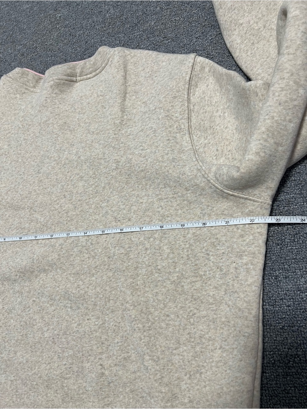 Embroidered Crewneck Sweatshirt in Beige with Pink Trim Women’s M - Picture 5 of 6